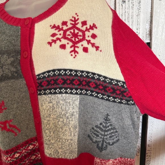 VTG Cherokee Holiday Cardigan Sweater Ugly Christmas Mohair/Cotton Blend Size 1X - Picture 8 of 12